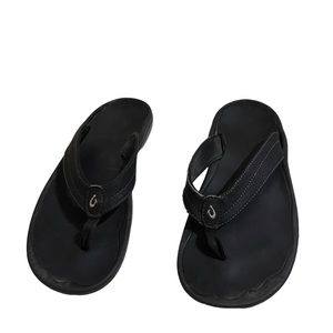 OluKai Black Comfort Flip Flops Size Woman’s 8 Slip-On Open-Toed Shoes